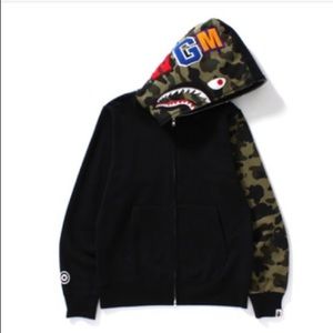 bape shark hoodie camo sleeve